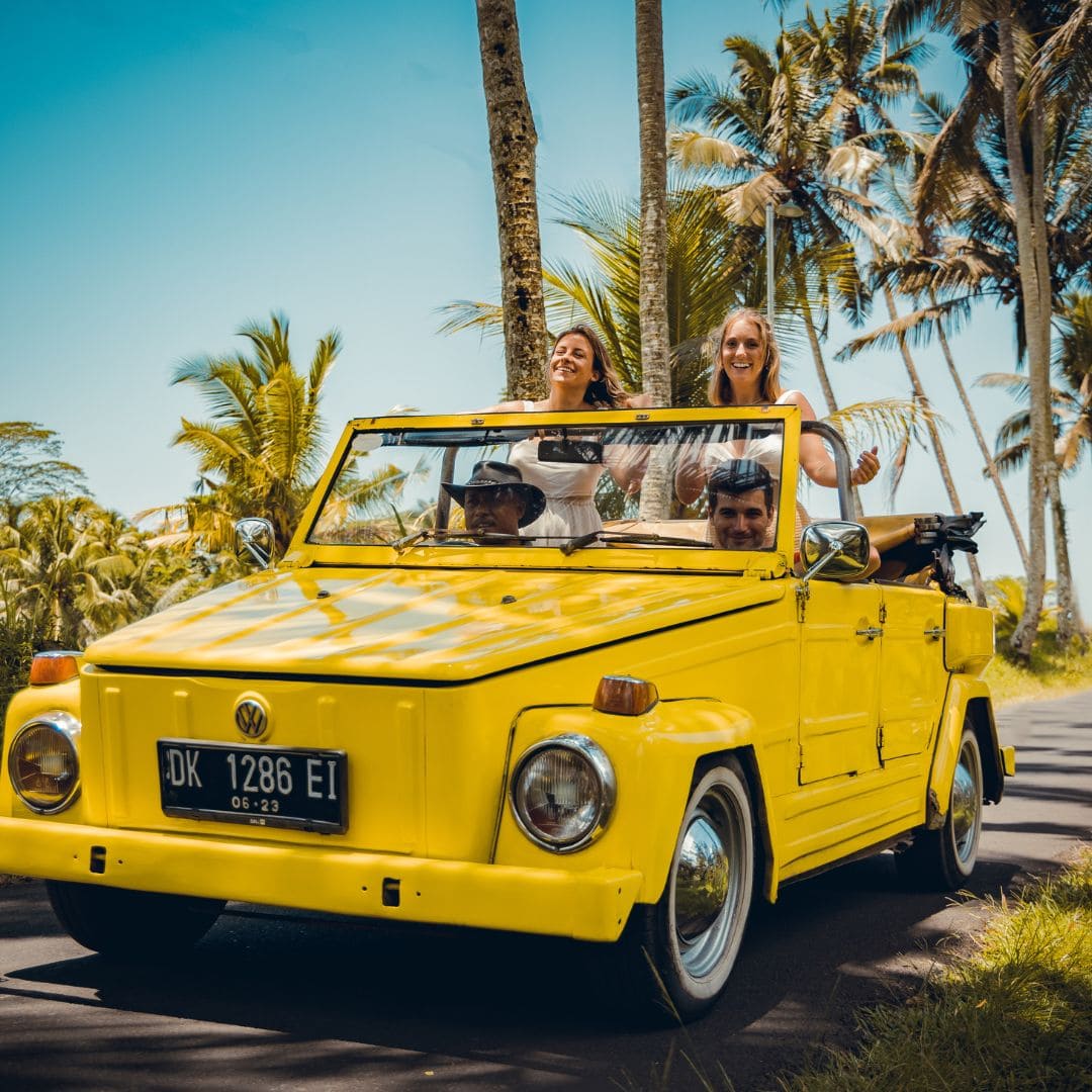 Balade en Volkswagen décapotable à Jatiluwih - rizières UNESCO, Sangeh, Bali